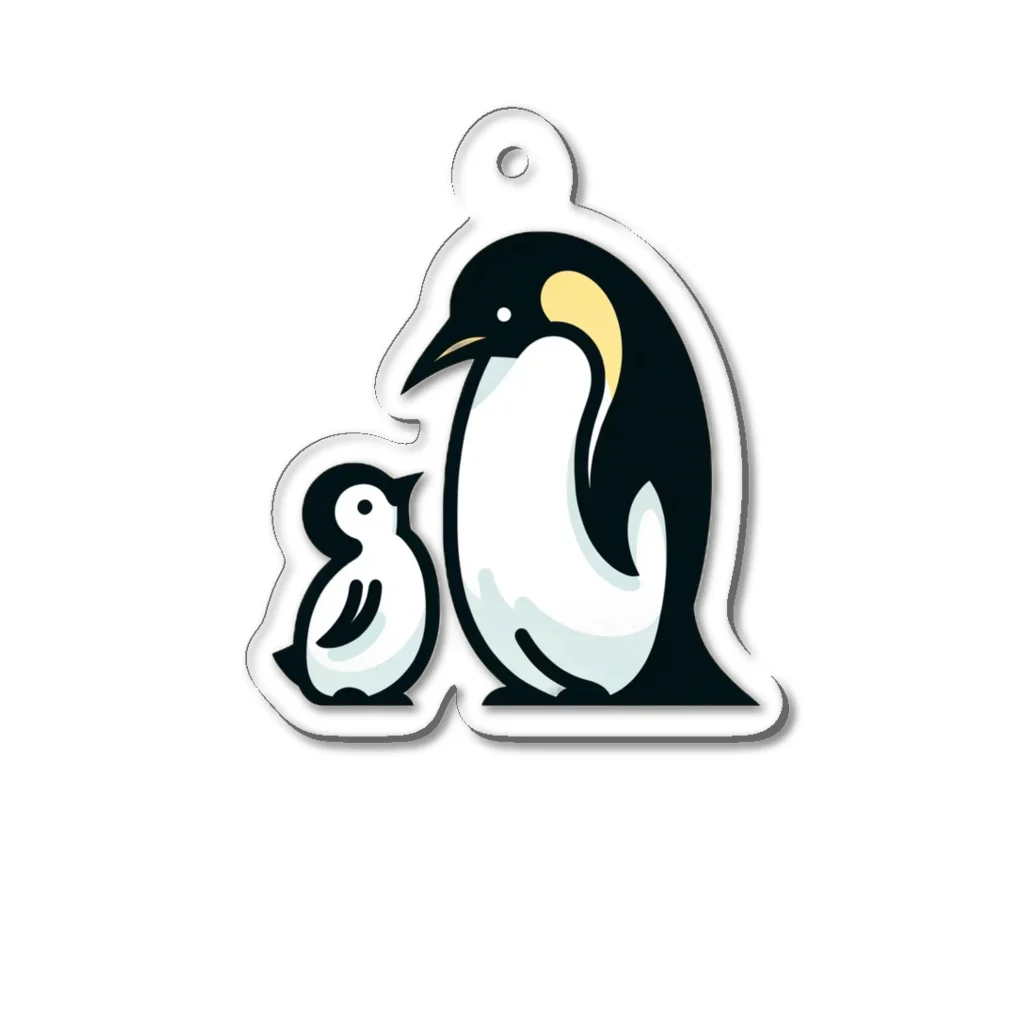 もふもふの森のペンギンのおやこ Acrylic Key Chain