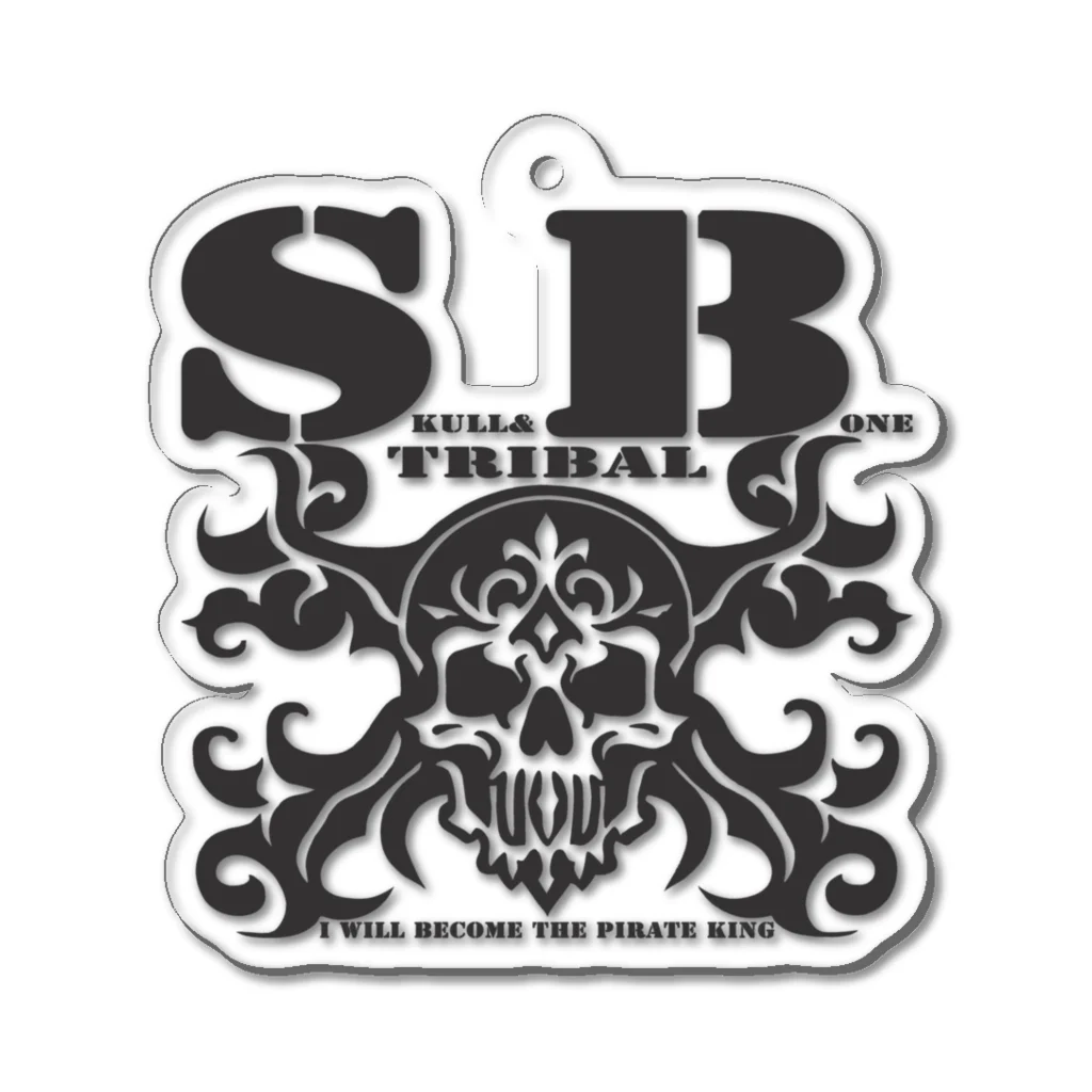 Ａ’ｚｗｏｒｋＳのSKULL&BONE TRIBAL BLK Acrylic Key Chain