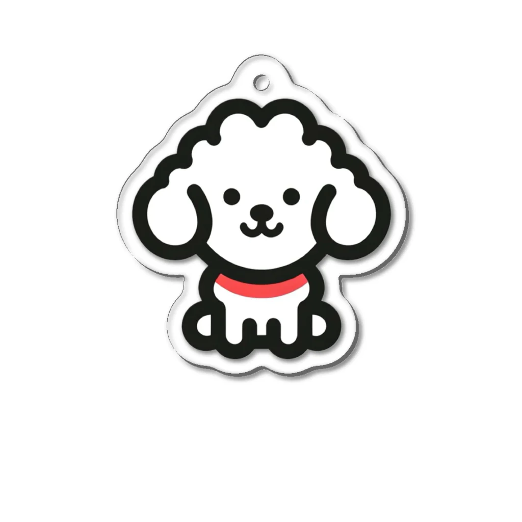 わんこグッズしょっぷcooの白プードル Acrylic Key Chain