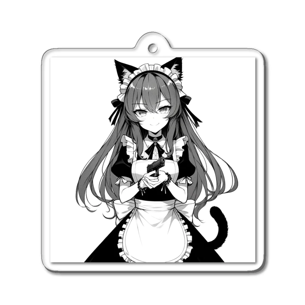 cray299の闘う猫メイド（ハンドガン） Acrylic Key Chain