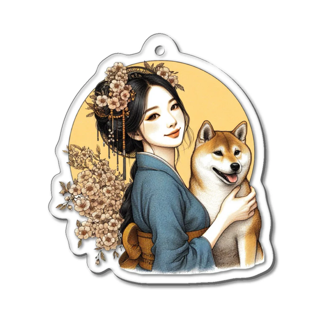 柴とか柴とか柴とか柴犬。の和美人としばいぬ。２ Acrylic Key Chain