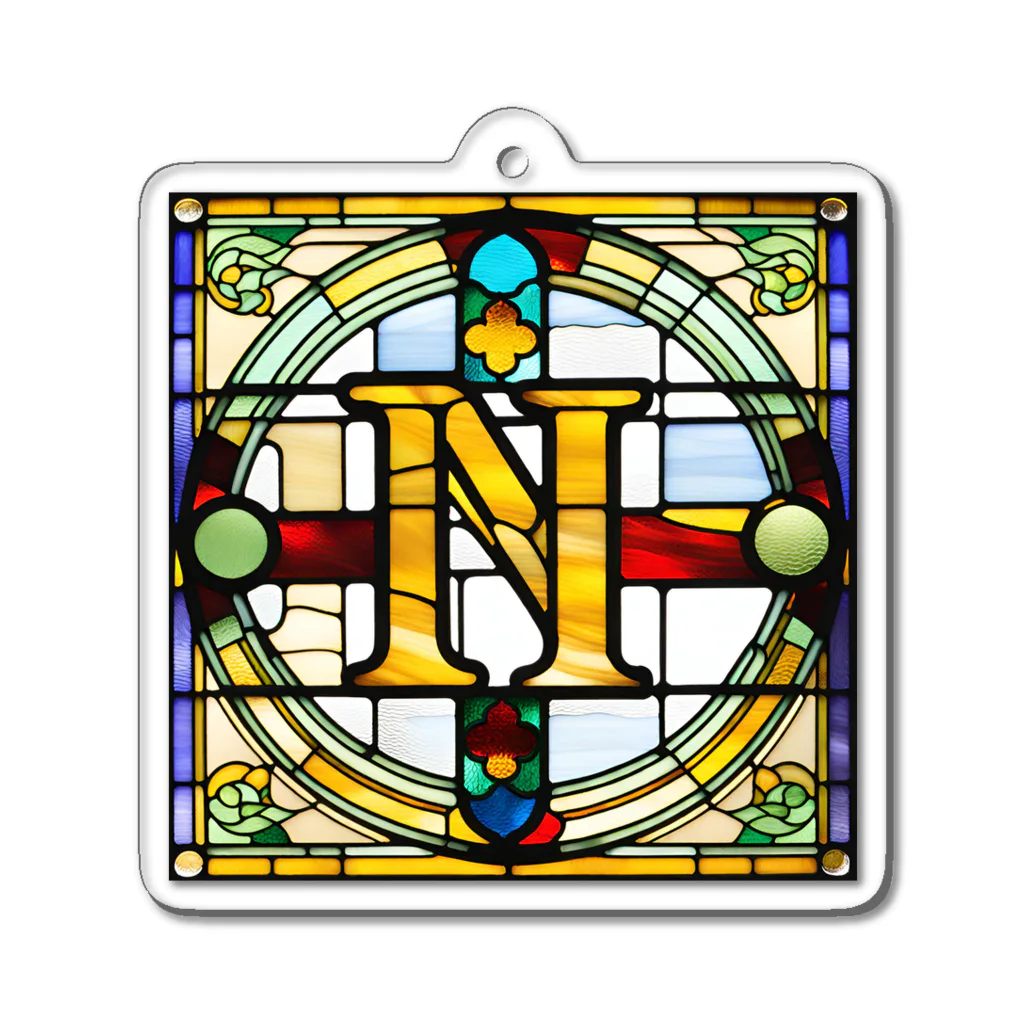 alphabet stained glassのstained glass N アクリルキーホルダー