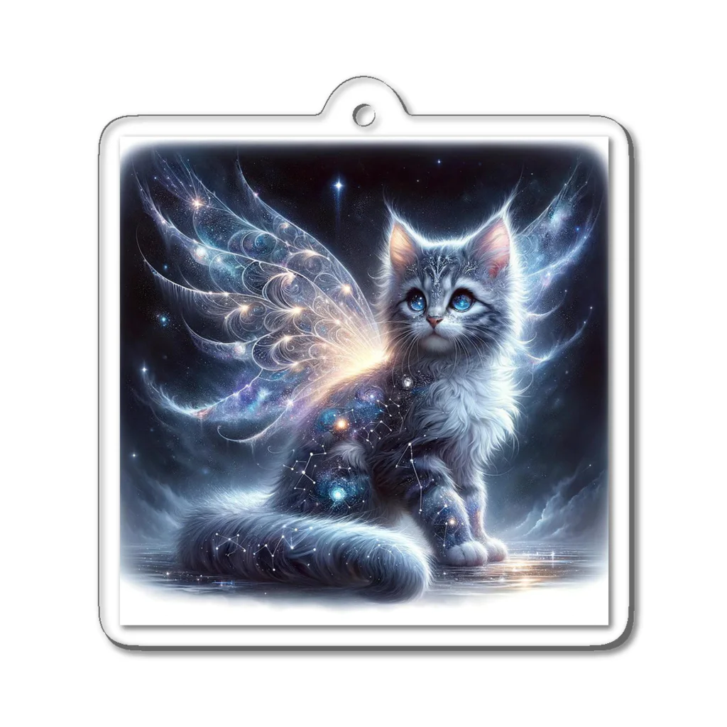 katohkouchiの星空の舞、夜を守る猫 Acrylic Key Chain