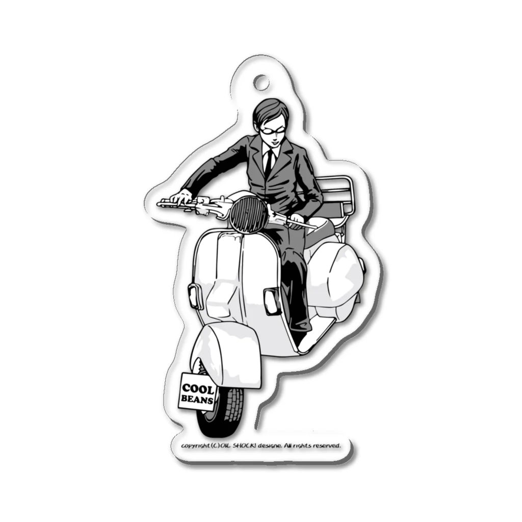 ファンシーTシャツ屋のクラシックスクーターに乗る男性 Acrylic Key Chain