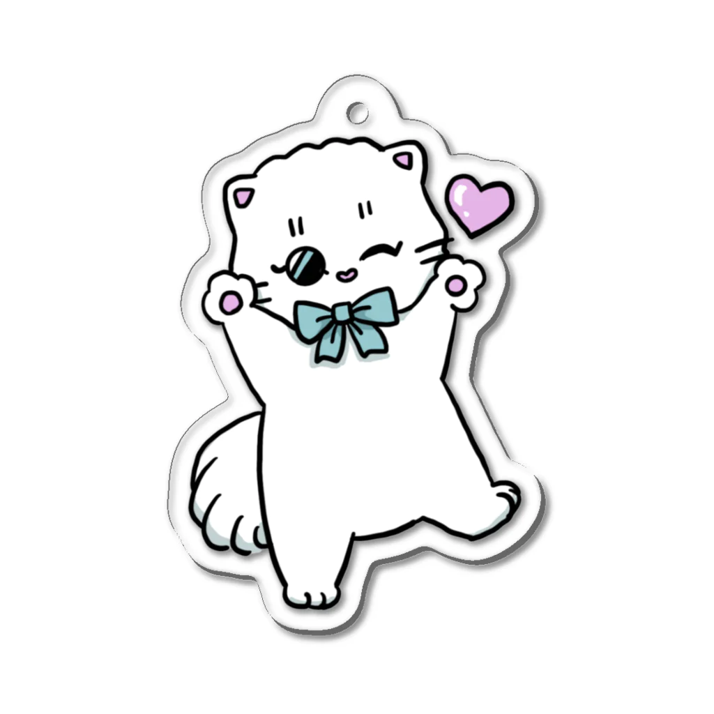 お砂糖と白い猫　creamy catのらぶりーメルちゃん Acrylic Key Chain