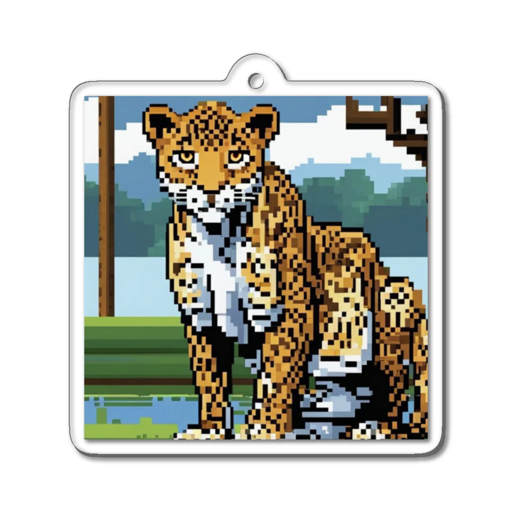 Shougun1のドット絵のヒョウ Acrylic Key Chain