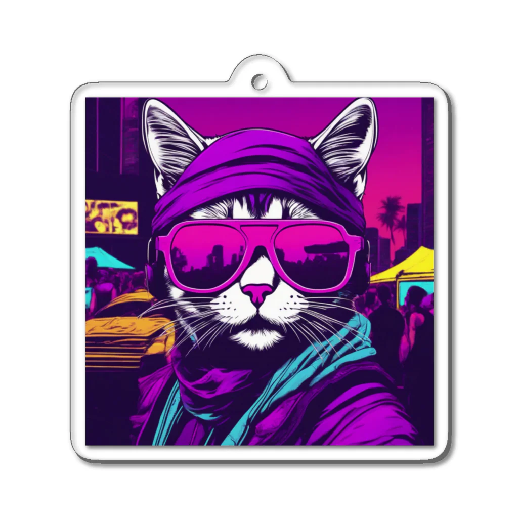 jujumarucatのROCKYCAT　サングラス２ Acrylic Key Chain