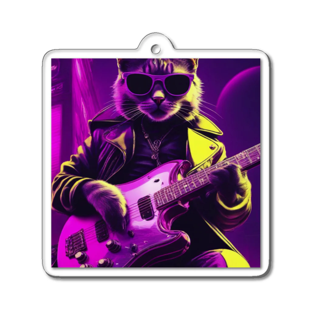 jujumarucatのROCKYCAT　ギター６ Acrylic Key Chain