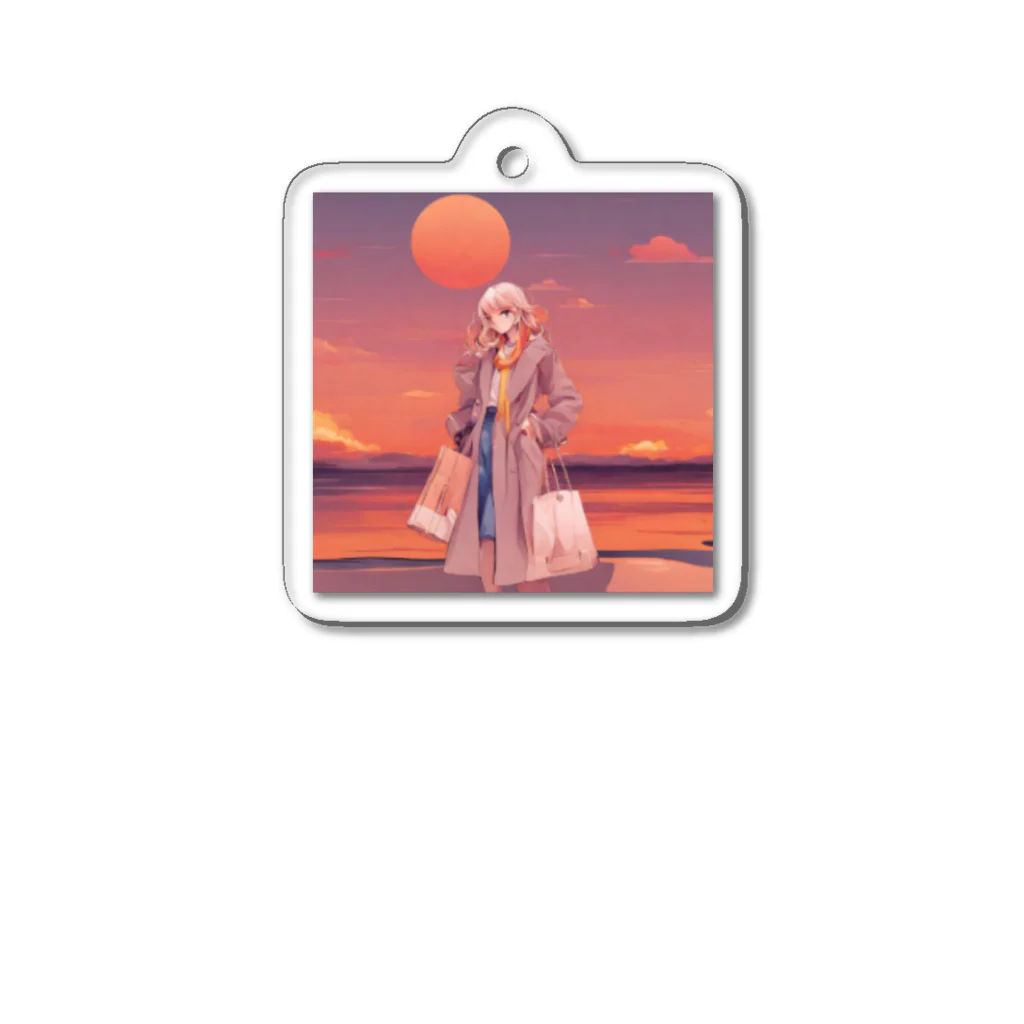 hi__romaの夕日に似合う女性 Acrylic Key Chain