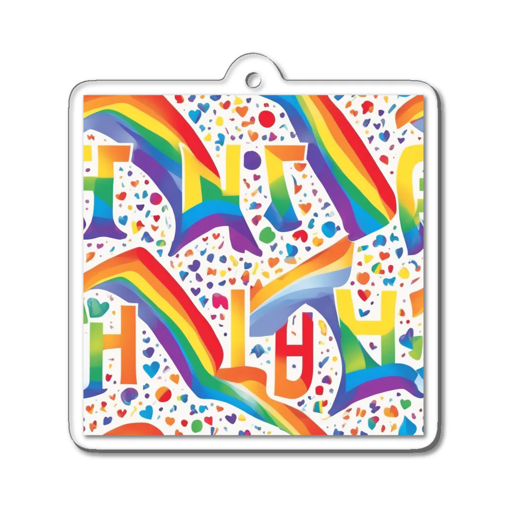 Happy　Rainbow　Flagのレインボーフラッグ Acrylic Key Chain