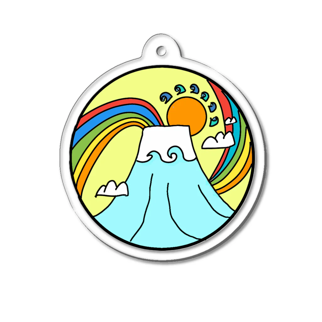 aloha_world_in_circleのjapan mount Fuji rainbow アクリルキーホルダー