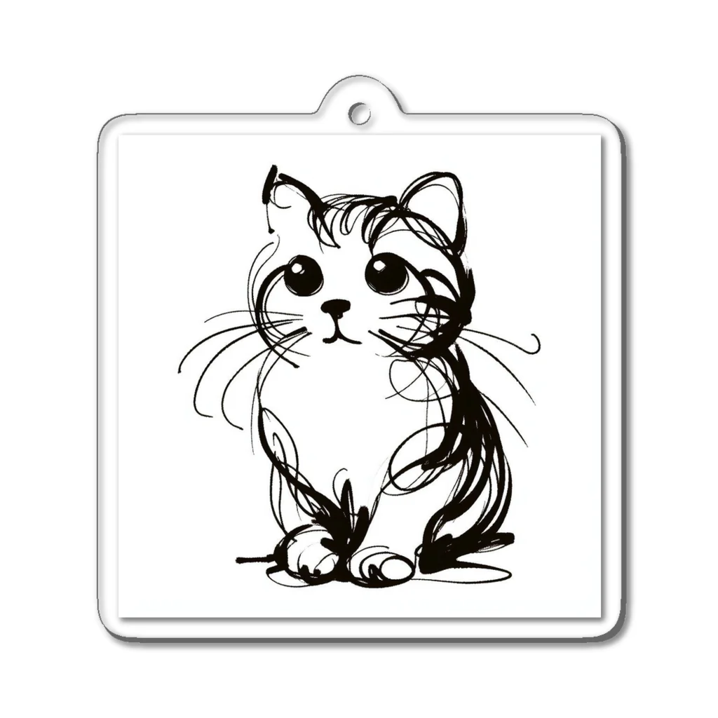 catsの一筆書きで描かれたかわいい猫のイラスト Acrylic Key Chain