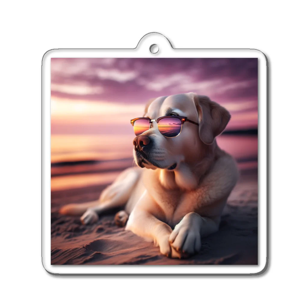 AQUAMETAVERSEのサングラスをかけた、かわいい犬 Marsa 106 Acrylic Key Chain