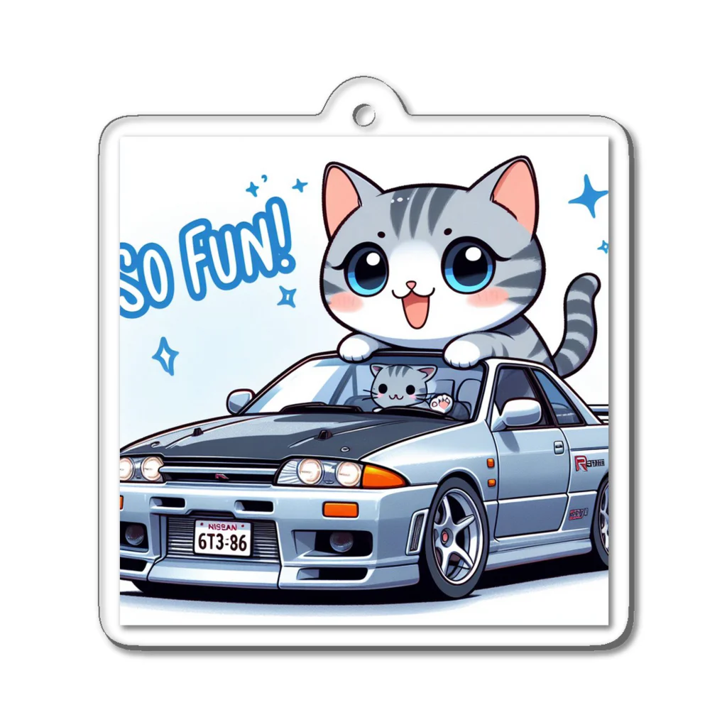 takkun0328のGT-Rと猫の夢のコラボ！ Acrylic Key Chain