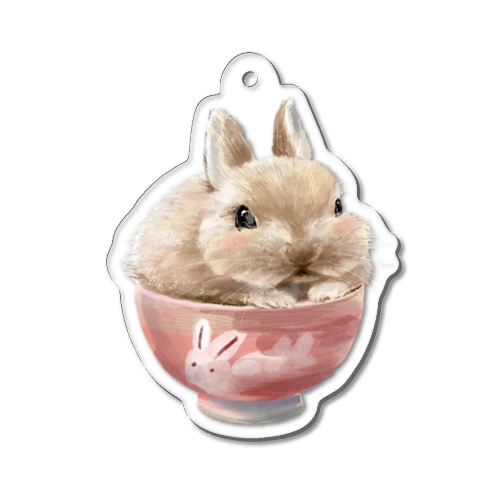 うさぎのうみちゃんねるショップのPets for You作品〜お茶わんうみ（赤ちゃんVer.） Acrylic Key Chain