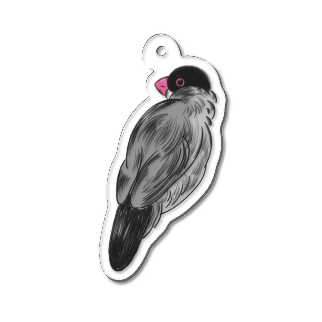 suzuaoのふさふさ文鳥くん Acrylic Key Chain