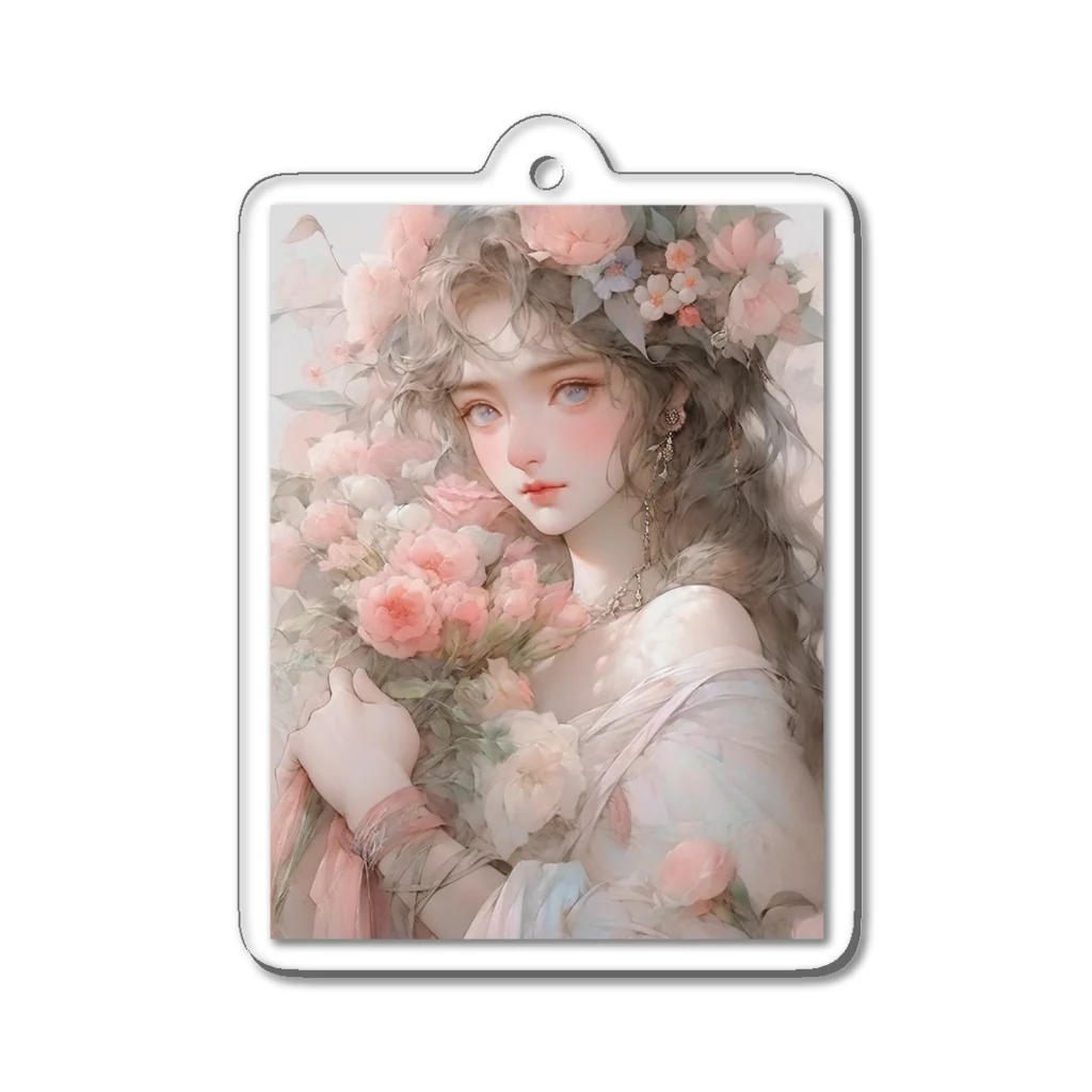 AQUAMETAVERSEのバラの花束と女性　なでしこ1478 Acrylic Key Chain