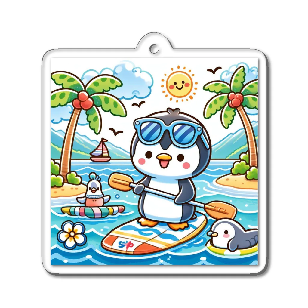 Enjoy 旅SUP!の旅ペンギン　ハワイでSUP❣️ Acrylic Key Chain