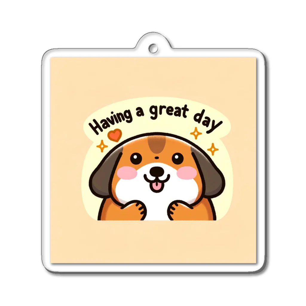 HAKUBIのHaving a great day ぽっちゃり犬 アクリルキーホルダー