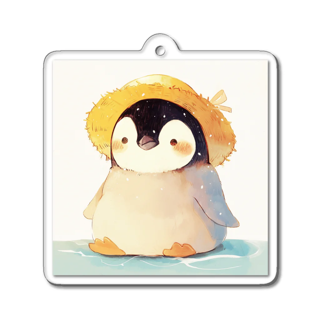 AQUAMETAVERSEの帽子をかぶった可愛い子供ペンギン Marsa 106 Acrylic Key Chain