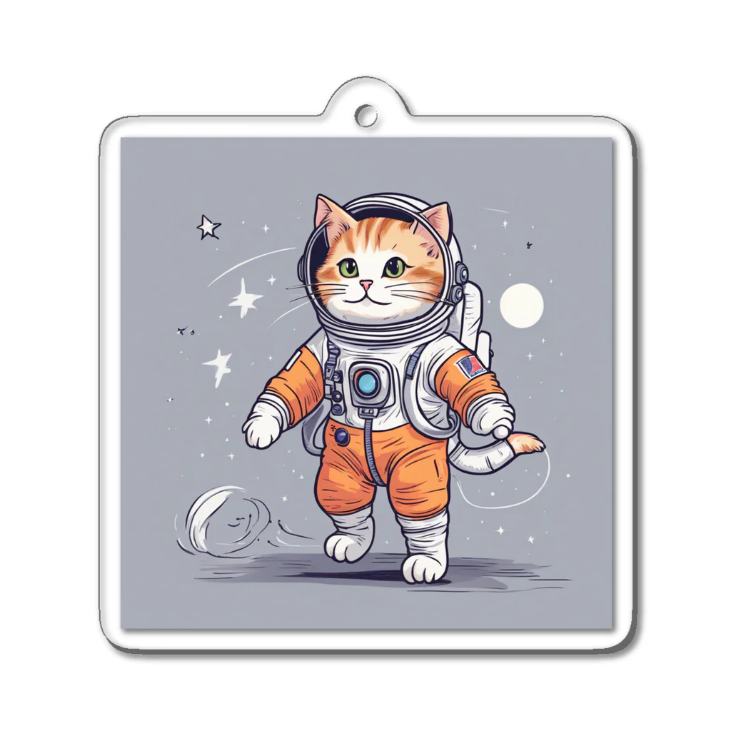 dora8の宇宙ウォークを行う宇宙飛行士な猫2 Acrylic Key Chain