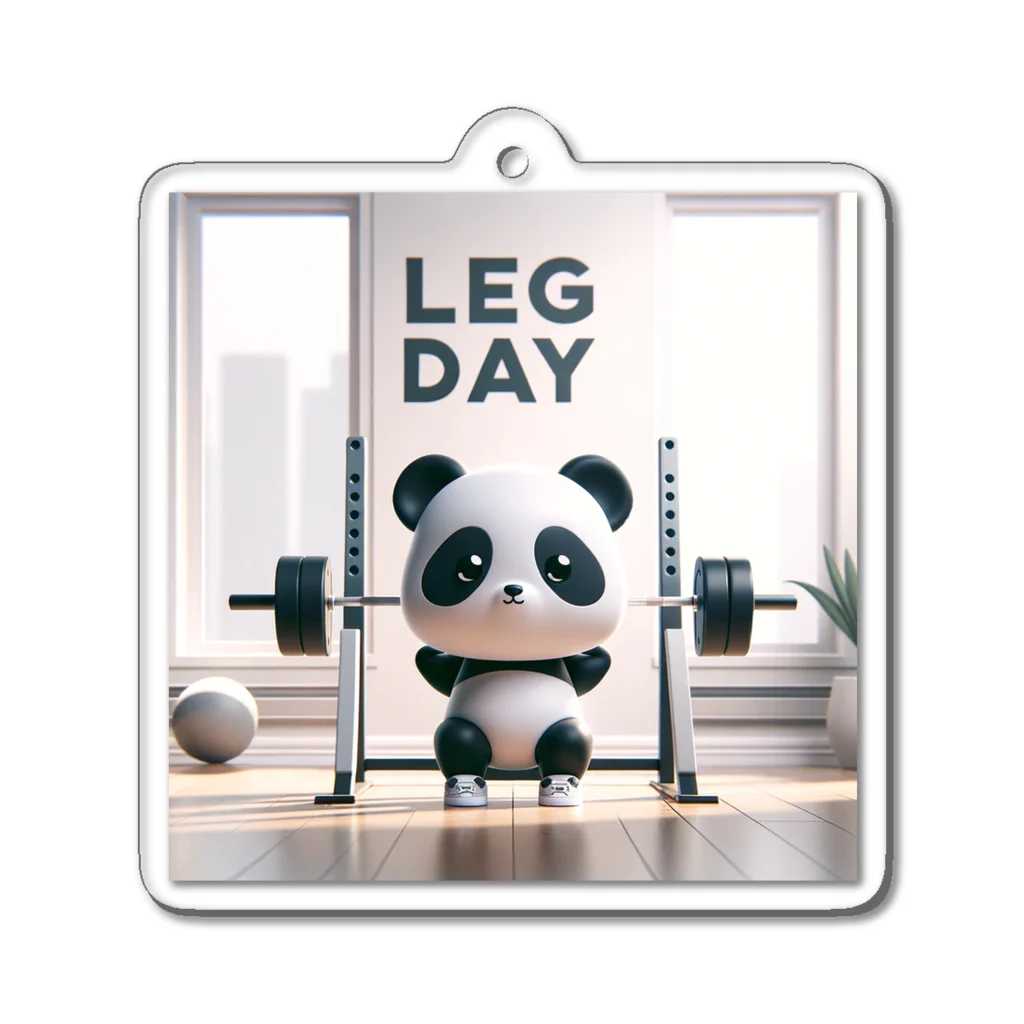 サウナマッチョの筋トレパンダ　Leg Day Acrylic Key Chain