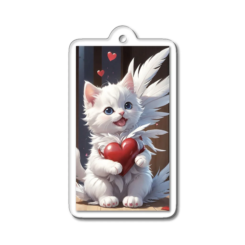 Be.BonHa 【ビーボナ】のハートを抱いた子猫 Acrylic Key Chain