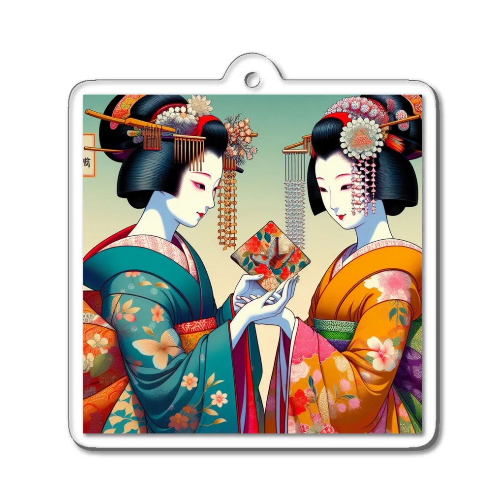 日本の風景 COOL JAPANの日本の風景:素敵な舞妓さん、Japanese scenery: lovely maiko Acrylic Key Chain