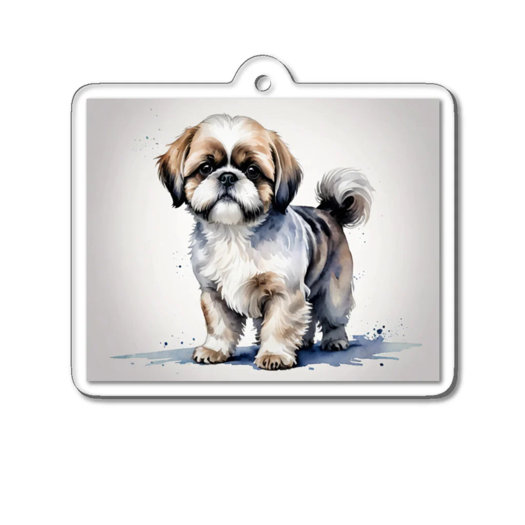 Animal Illustration shopのシーズー　Shih Tzu　水彩画風 アクリルキーホルダー