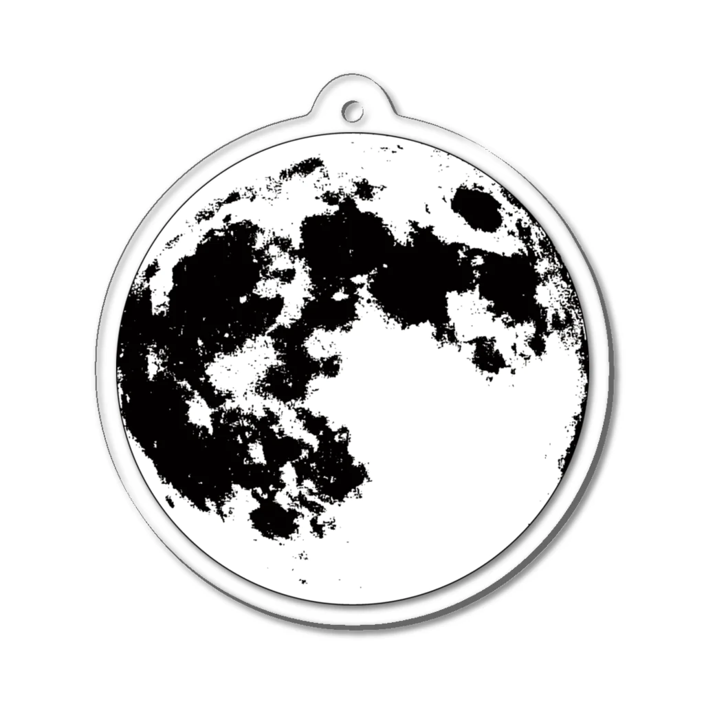 月蝕雑貨のモノクロの月 Acrylic Key Chain