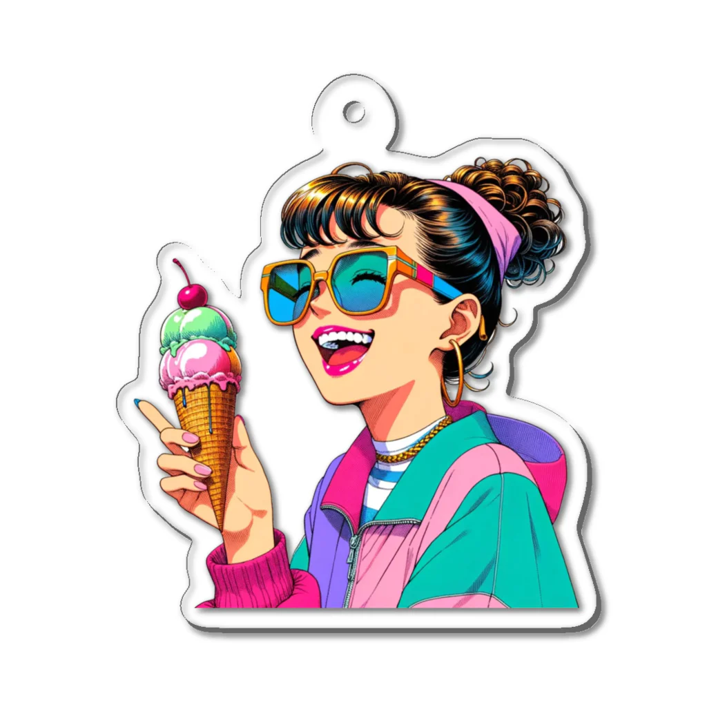 90'sタイムスリップ文具店の90'sアイス少女① Acrylic Key Chain