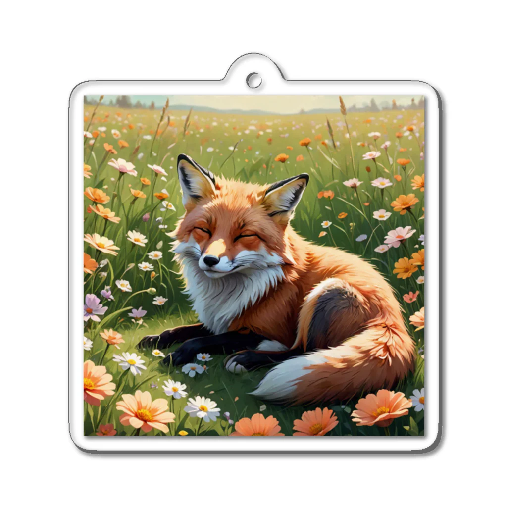 deko4954のsleep　fox アクリルキーホルダー