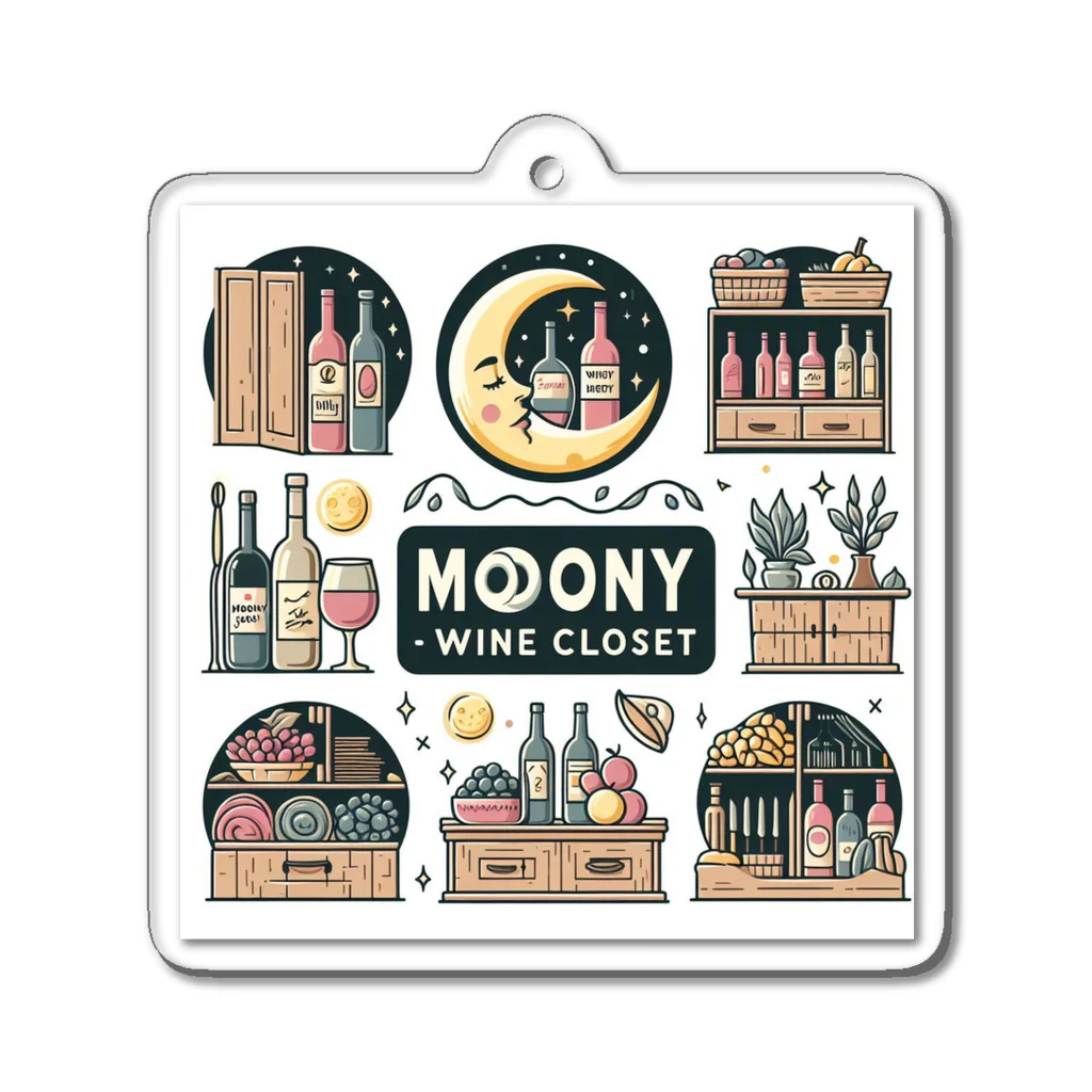 MOONY'S Wine Closetの夢心地な月夜の小さなワイン屋さん Acrylic Key Chain