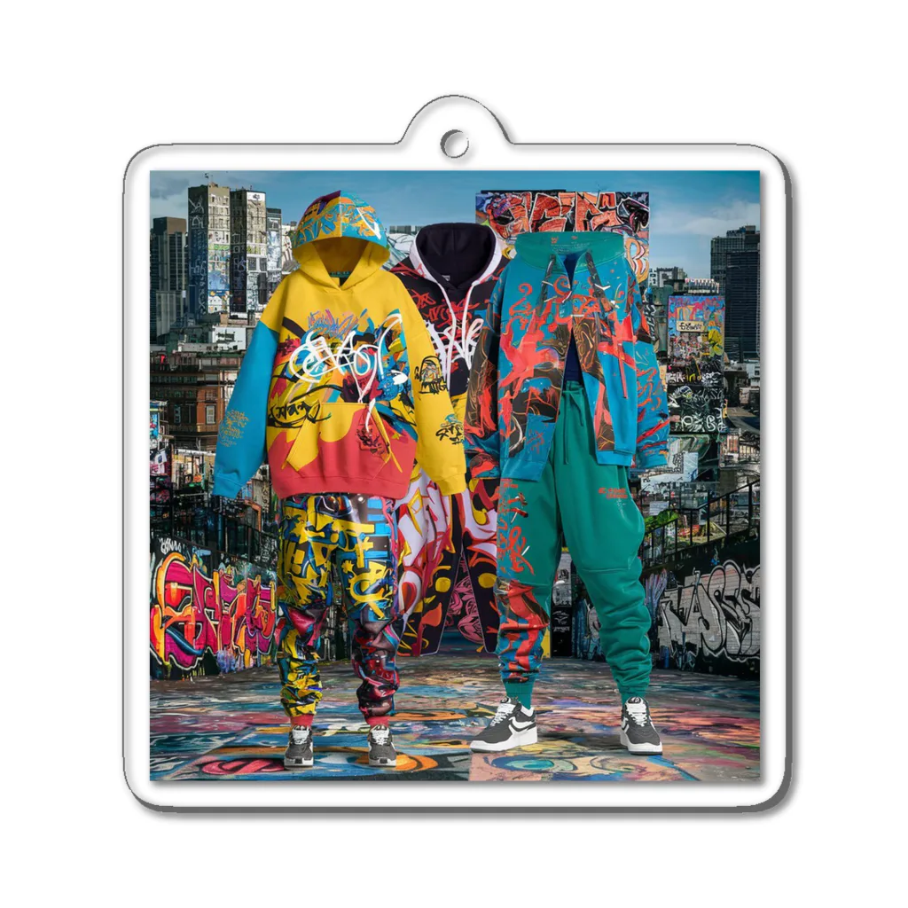 かてこの洋服販売所のUrban Rainbow: Bold Hip-Hop Fashion アクリルキーホルダー