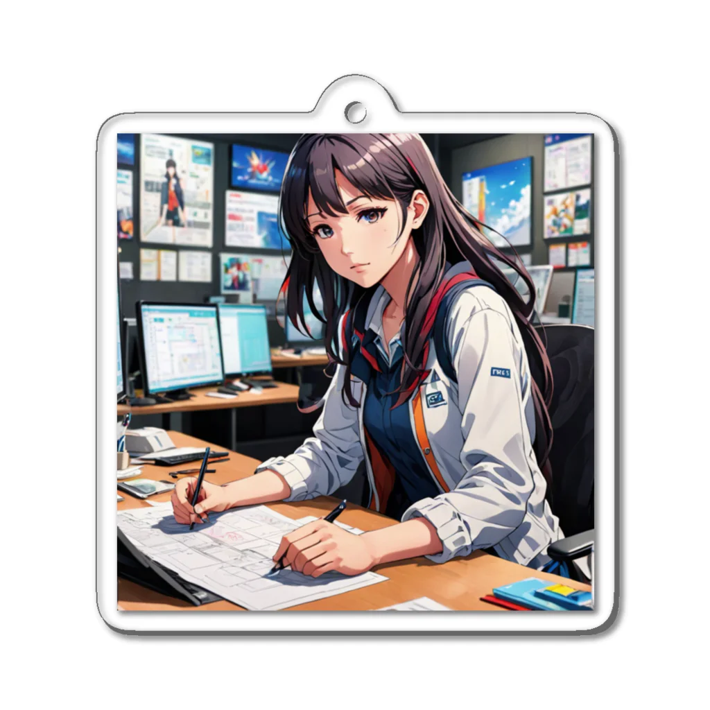 エーアイコの学者風の女性が研究しているシーン Acrylic Key Chain