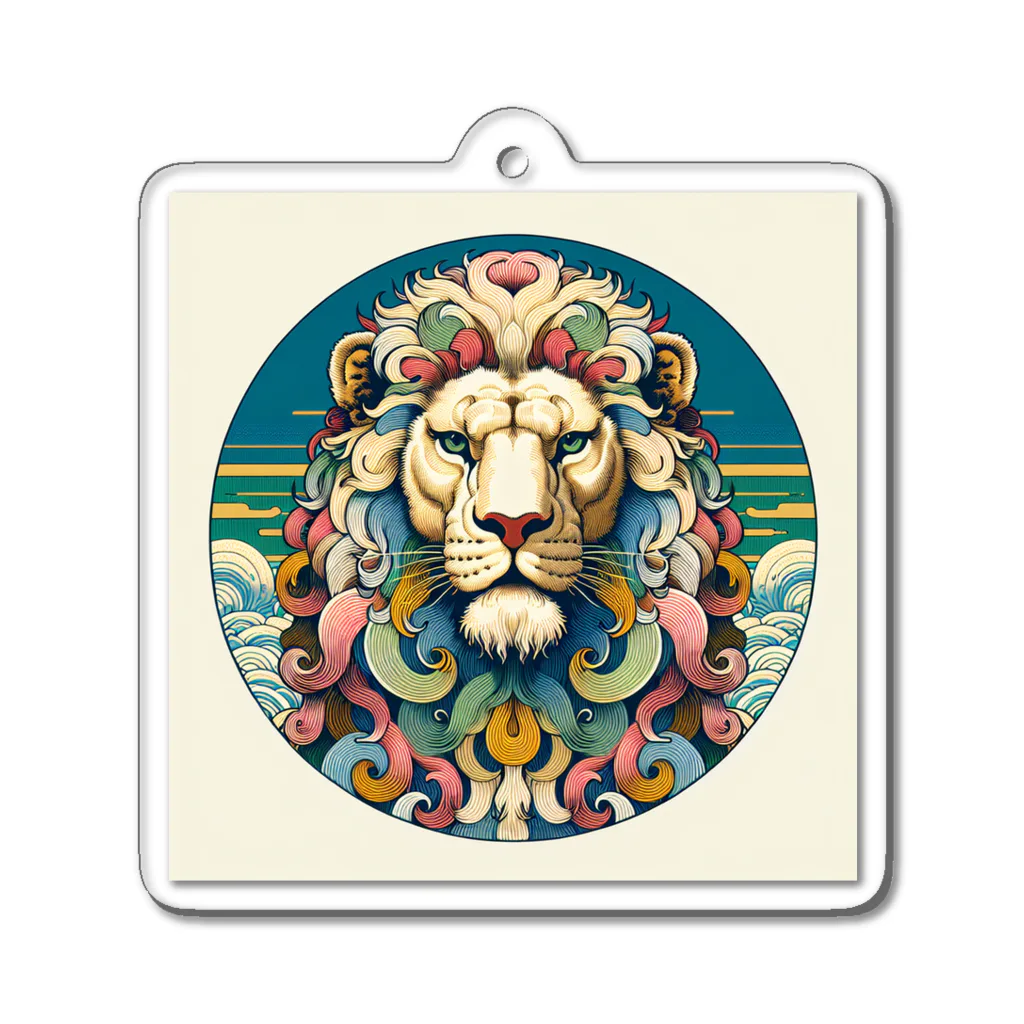 chaochao0701の浮世絵風　ライオン（顔）"Ukiyo-e style lion (face)."  "浮世繪風格的獅子（臉）。" アクリルキーホルダー