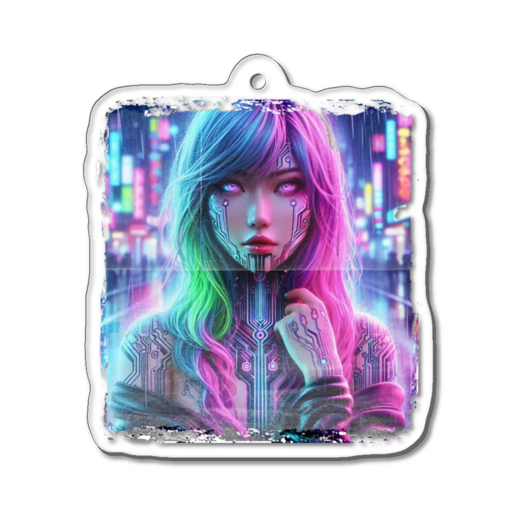 やる気0㌫のサイバーパンク【美女】 Acrylic Key Chain