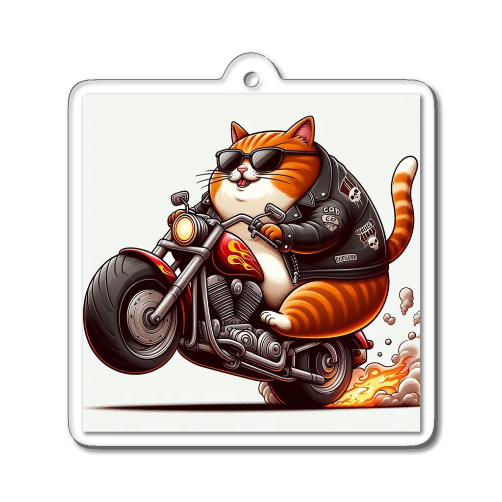 PURINPURINのバイク猫 Acrylic Key Chain