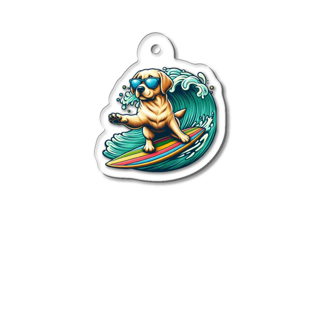 Surfing Dogの波乗りラブラドール Acrylic Key Chain