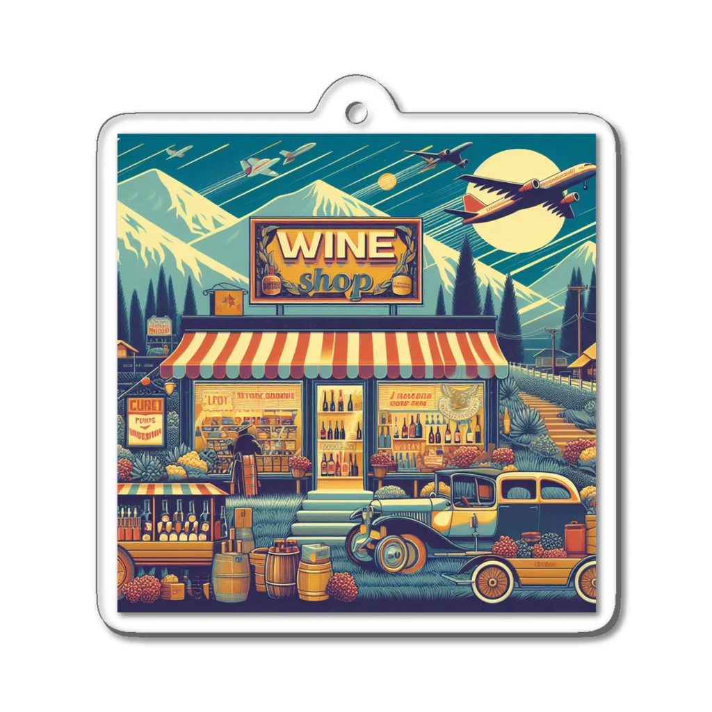 MOONY'S Wine ClosetのRetro Snow Mountain Wine アクリルキーホルダー