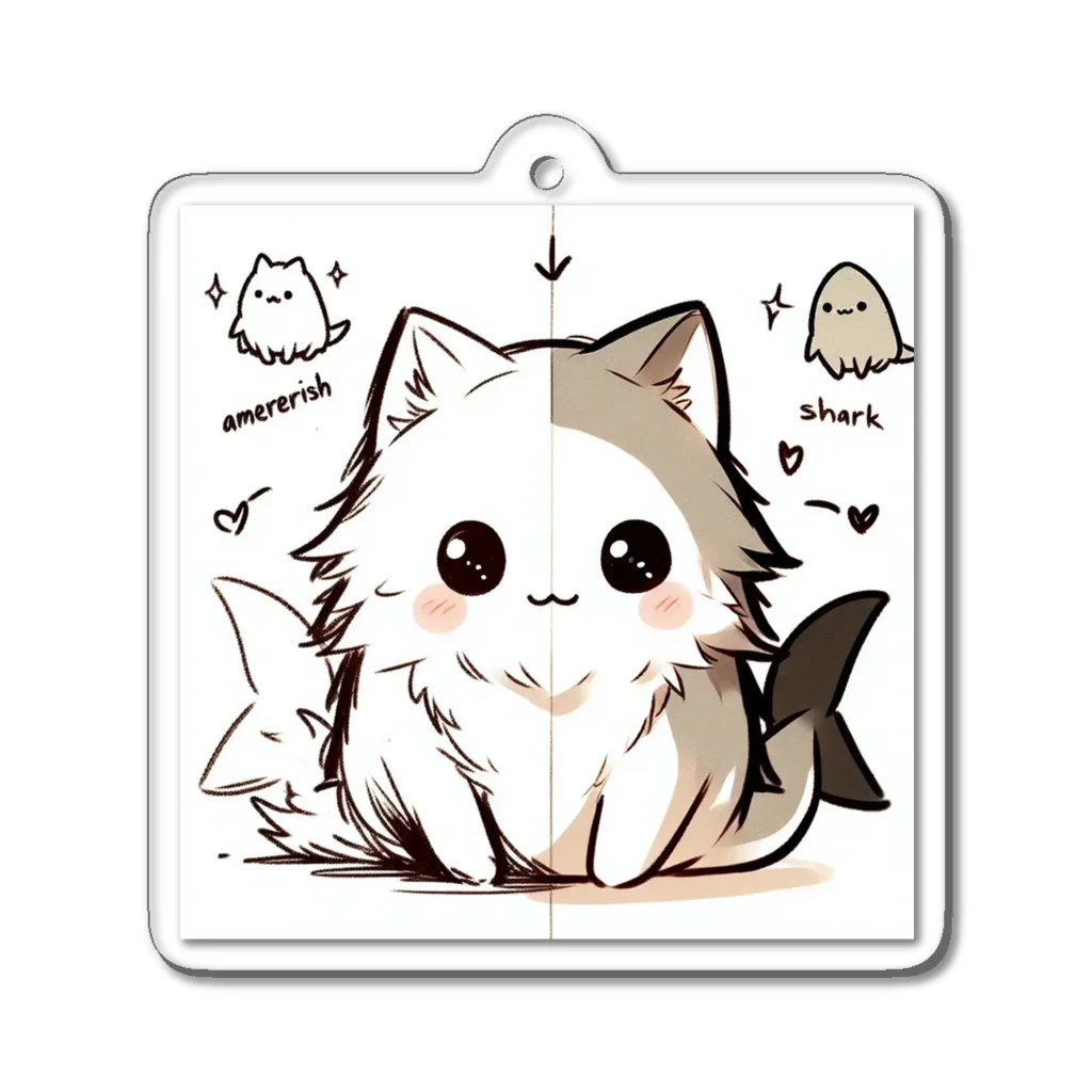 ゆるもこ動物園のサメ猫くん Acrylic Key Chain