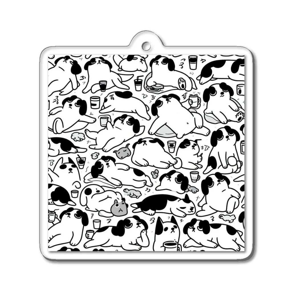 カピバラの#大量シリーズ　気怠犬のバカンス Acrylic Key Chain