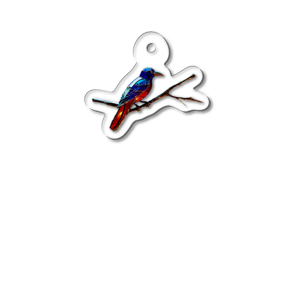 NaRaNiのガラスカラス　stained glass crow  Acrylic Key Chain