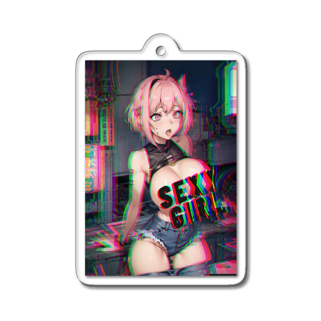 adultistのサイバーピンクセクシーガール Acrylic Key Chain