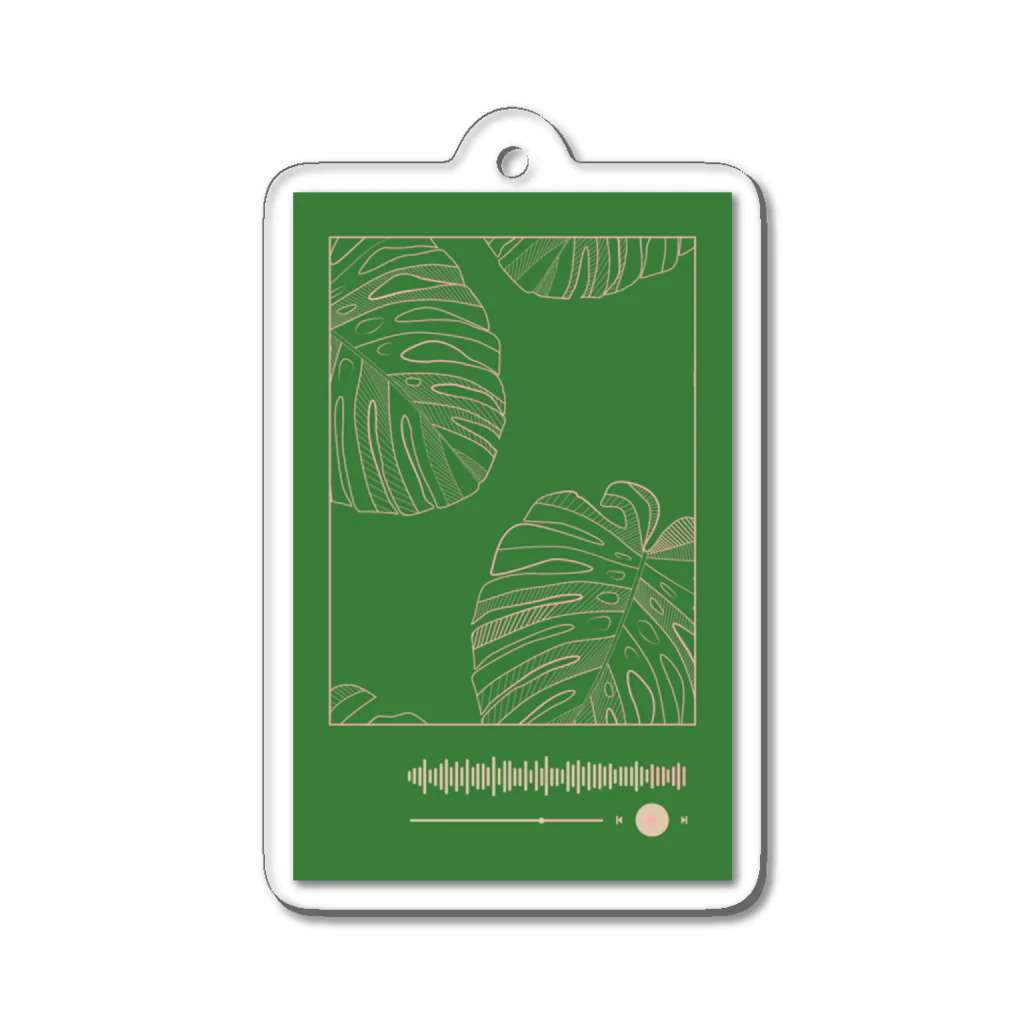 Lutrinaeのモンステラ / Monstera × Music Player Green【縦長】 Acrylic Key Chain