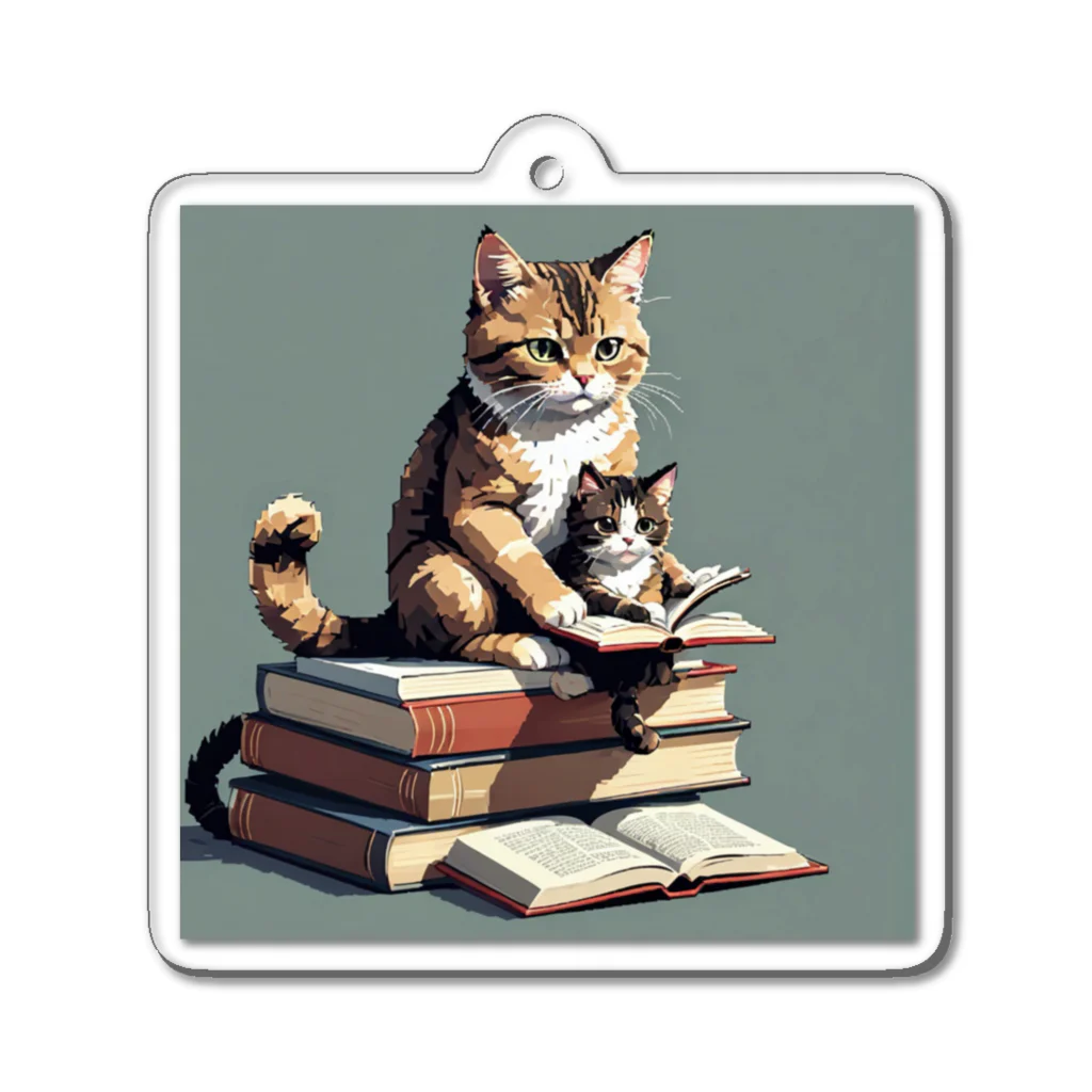 三毛猫shopの本を読む猫 アクリルキーホルダー