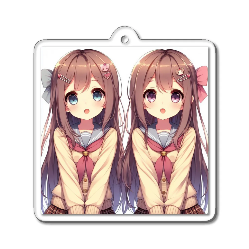 seigi2oo2の愛らしい可愛い双子の姉妹 Acrylic Key Chain