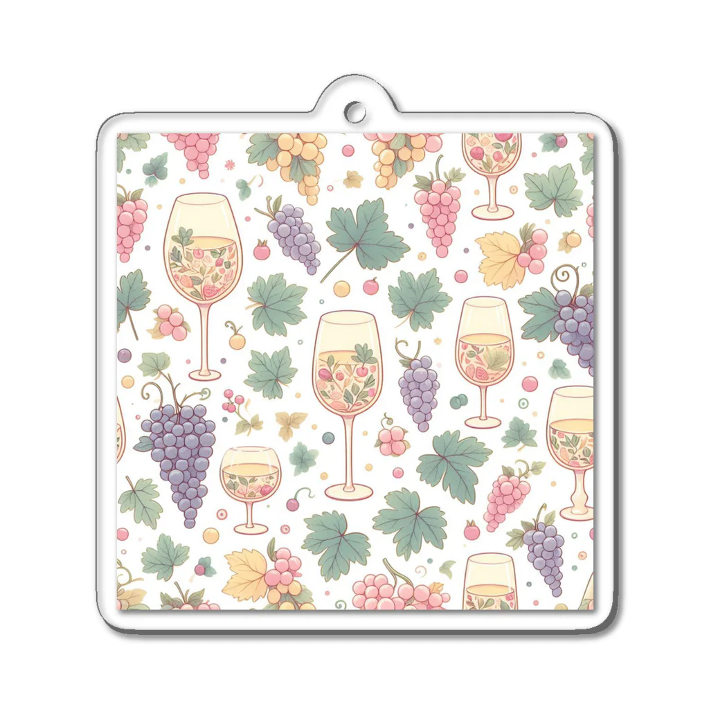 MOONY'S Wine ClosetのWine and Grapes Acrylic Key Chain