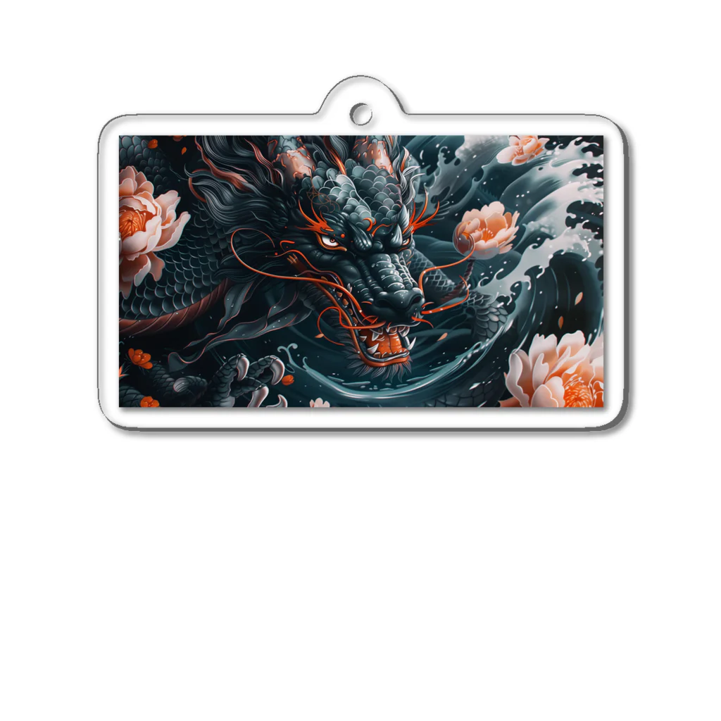 フォアネイル開運ショップの神秘の黒龍 Acrylic Key Chain