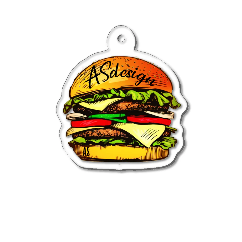 ASDESIGNのアメリカンバーガーデザイン Acrylic Key Chain